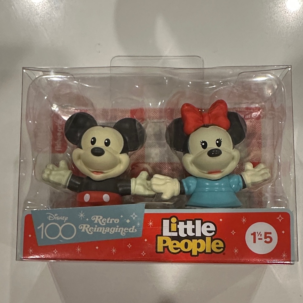 Disney 100 Little People Mickey & Minnie Figures - Black, Red, Blue. New in box
